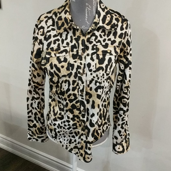 Jones New York Petite Leopard Button up - Picture 1 of 6